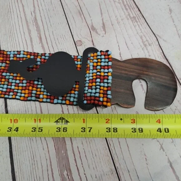 NWT Womens Lake Shore Drive Accessories Multi-color Glass Beads Belt Wood Large - Picture 6 of 6